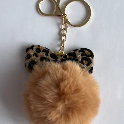 Bijou de Sac POMPON & Nœud Léopard