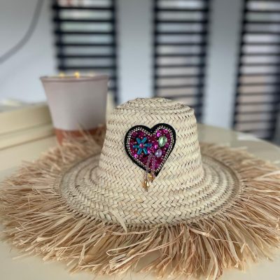Chapeau à franges COEUR STRASS VIOLET & BLEU