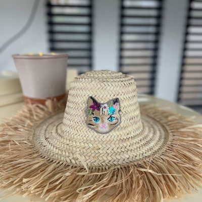 Chapeau à franges CHAT SEQUIN DORE FLEURS