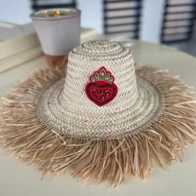Chapeau à franges COEUR COURONNE PERLES