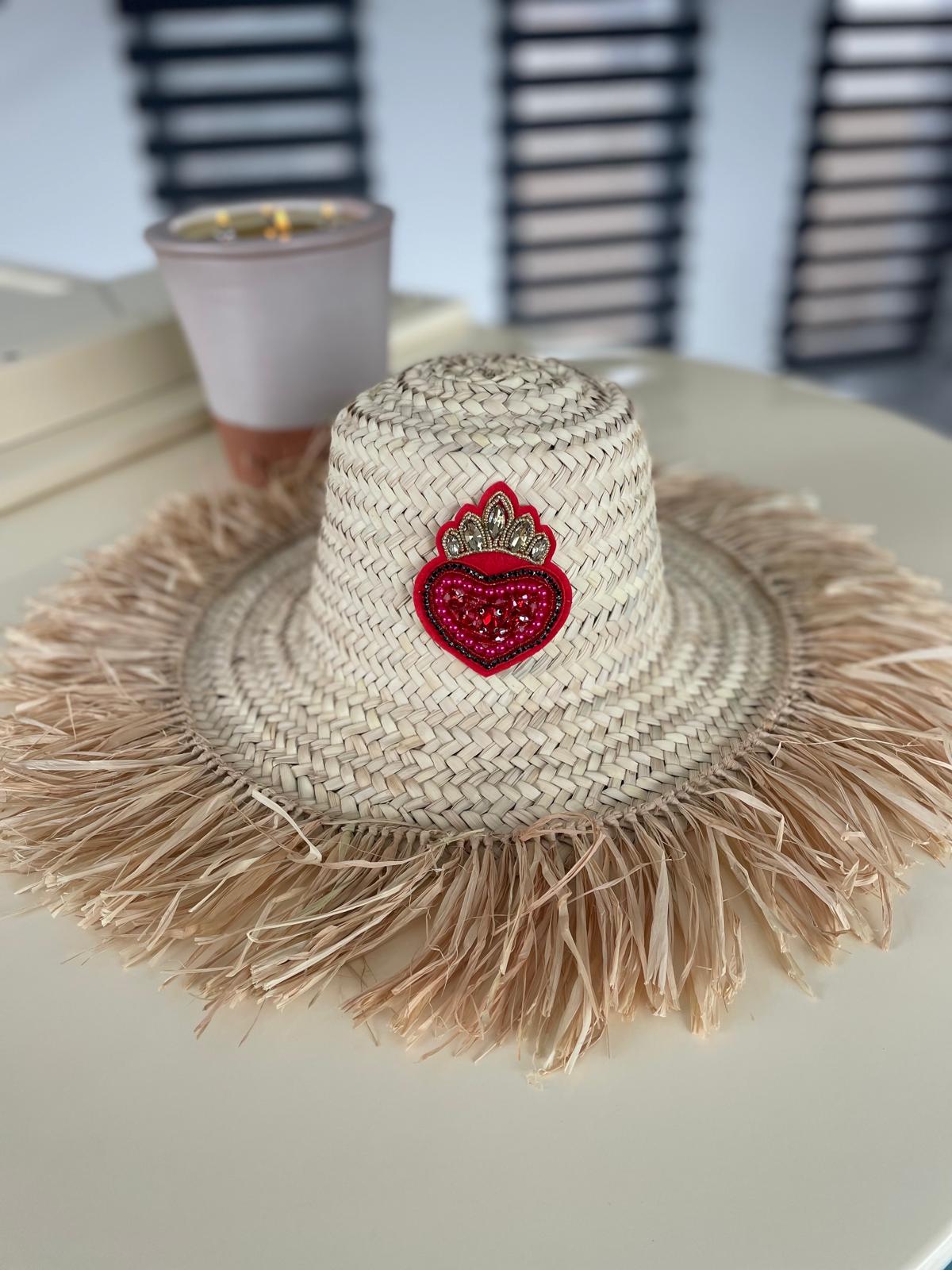 Chapeau à franges COEUR COURONNE PERLES