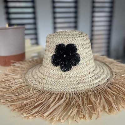 Chapeau à franges BLACK FLOWER