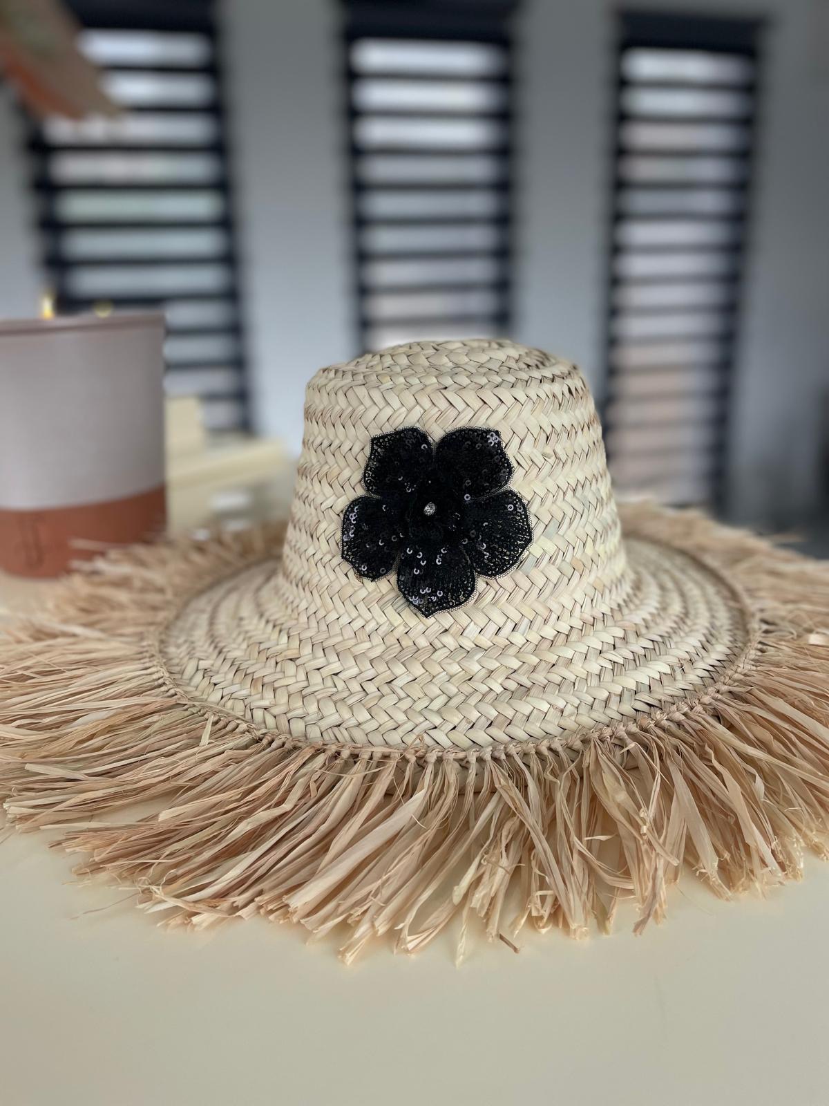 Chapeau à franges BLACK FLOWER