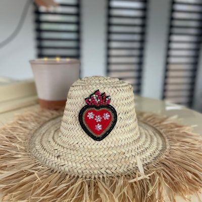 Chapeau à franges COEUR STRASS & FLEURS