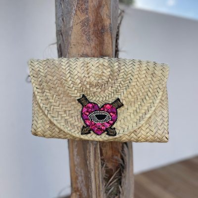 Pochette soirée COEUR DE CRISTAL ROSE
