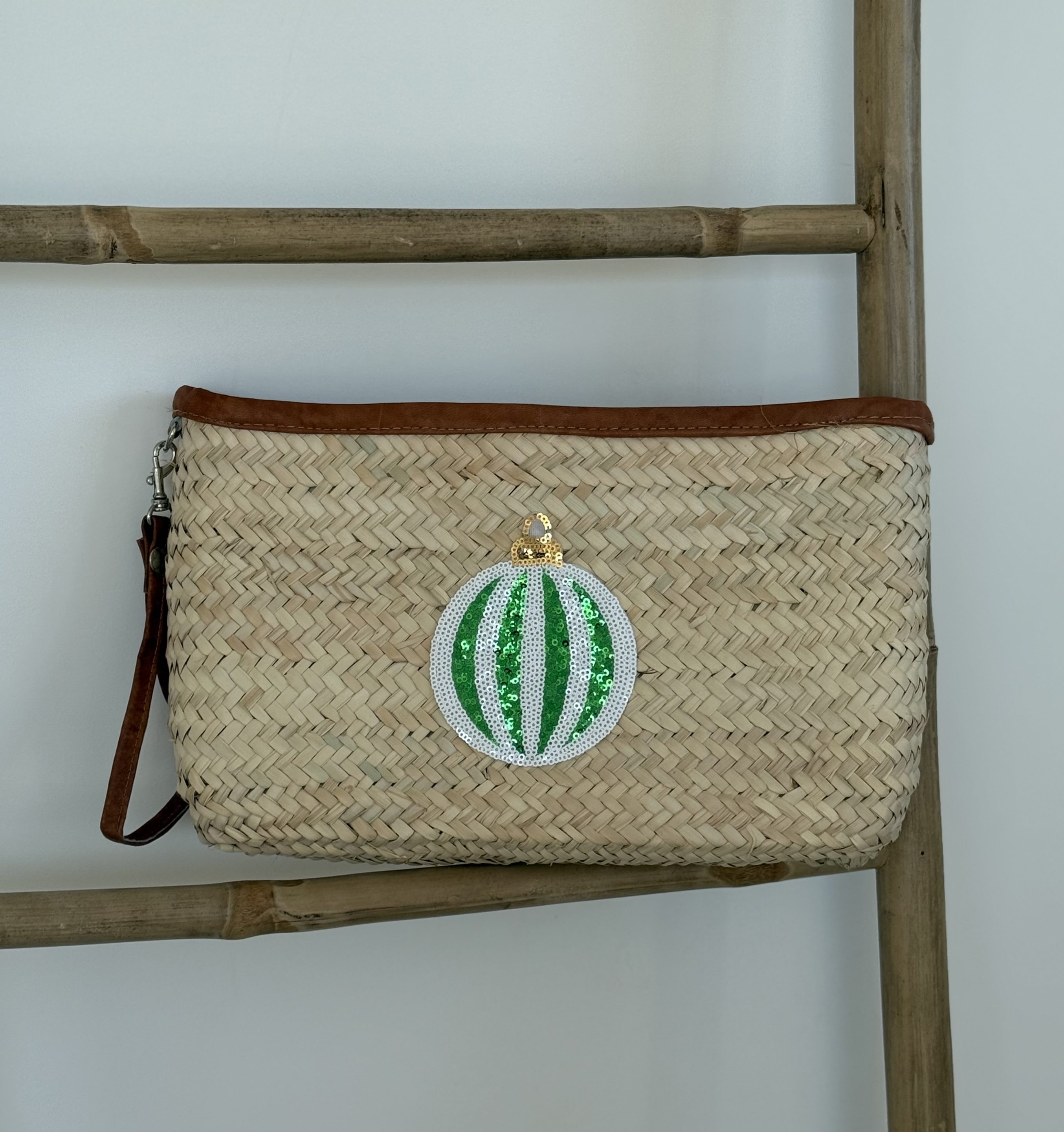 Pochette SANTA CHIC Verte & Blanche