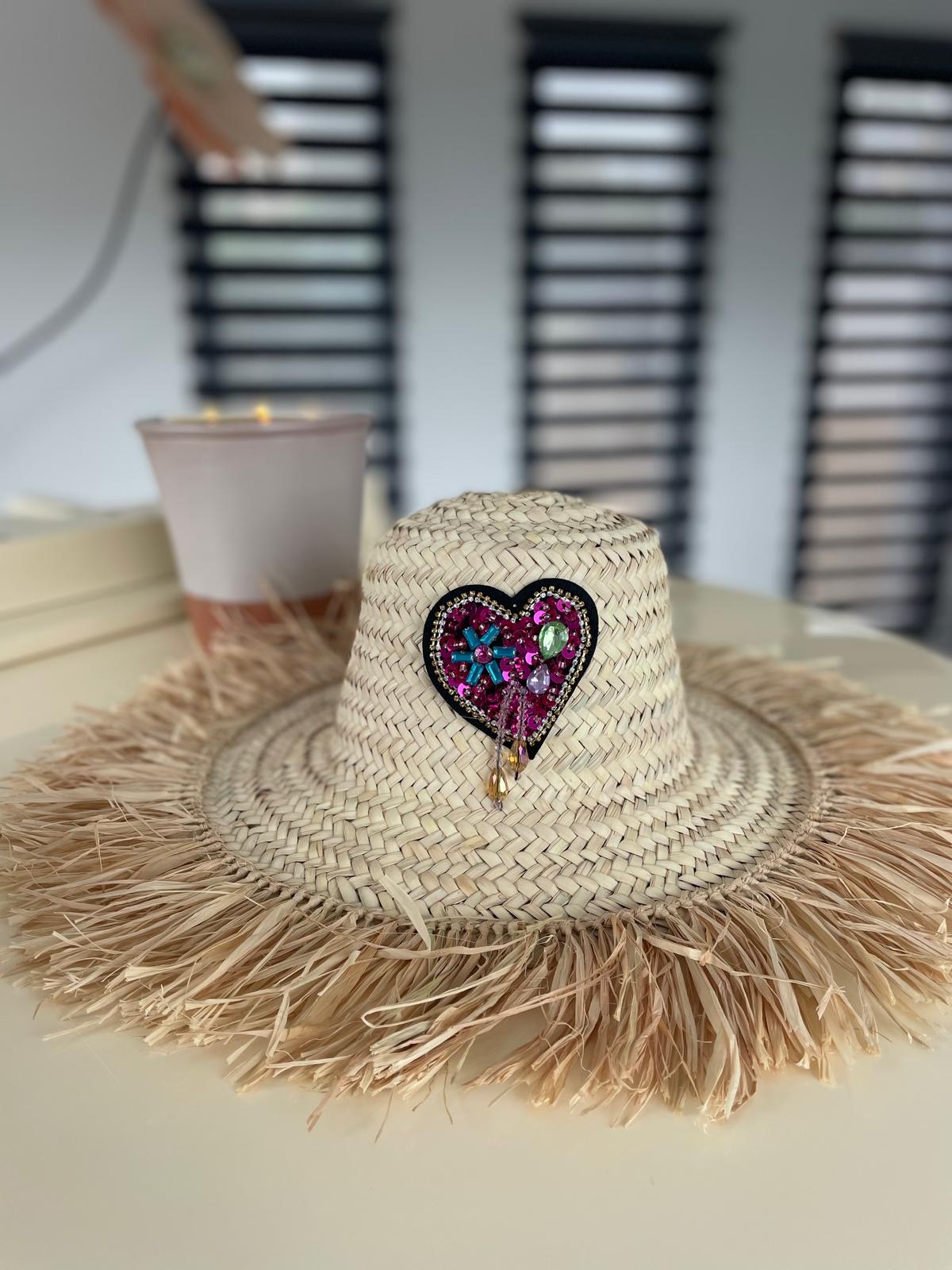 Chapeau à franges COEUR STRASS VIOLET & BLEU